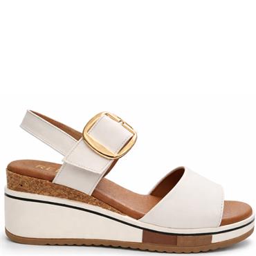REDZ WOMENS WEDGE STRAP SANDAL - WHITE