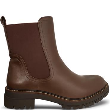 REDZ WOMENS ZIP CHELSEA ANKLE BOOT - BROWN