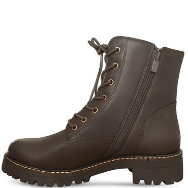 REDZ WOMENS ZIP LACE ANKLE BOOT - BROWN