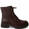 REDZ WOMENS ZIP LACE ANKLE BOOT - DARK BROWN