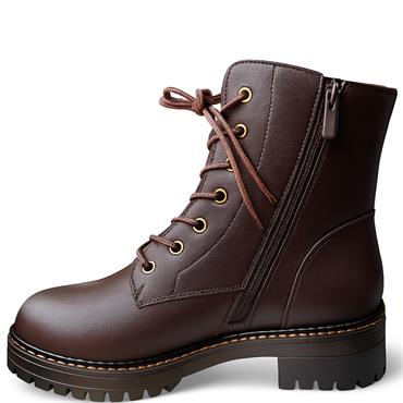 REDZ WOMENS ZIP LACE ANKLE BOOT - DARK BROWN