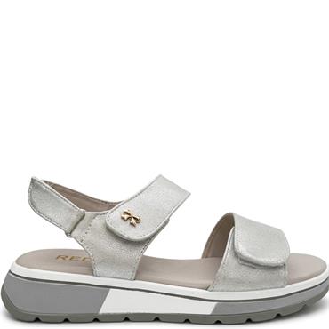 REDZ WOMENS LOW WEDGE STRAP SANDAL - SILVER