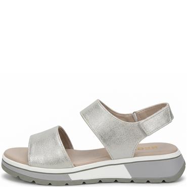 REDZ WOMENS LOW WEDGE STRAP SANDAL - SILVER