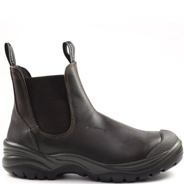 GRISPORT MENS SAFETY TOE CHELSEA BOOT - BROWN