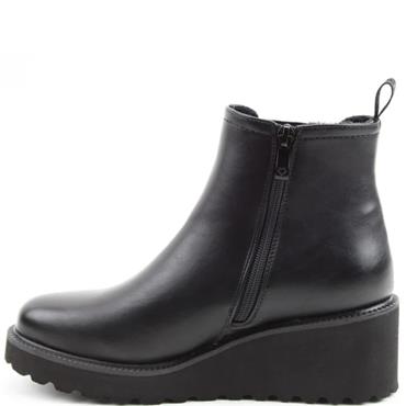 HEAVENLY FEET WOMES WEDGE ZIP BOOT - BLACK