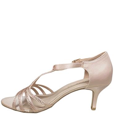 COCO RITZ WOMENS LOW HEEL STRAP SANDAL - NUDE SATIN