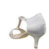 COCO RITZ WOMENS LOW HEEL STRAP SANDAL - SILVER SATIN