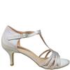 COCO RITZ WOMENS LOW HEEL STRAP SANDAL - SILVER SATIN