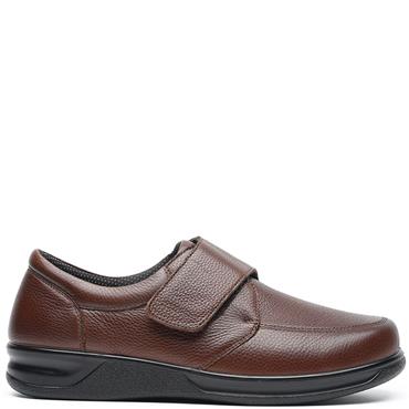 G COMFORT MENS WIDE FIT STRAP SHOE - COGNAC