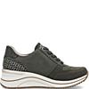 REMONTE WOMENS WEDGE ZIP LACE TRAINER - GREEN MULTI