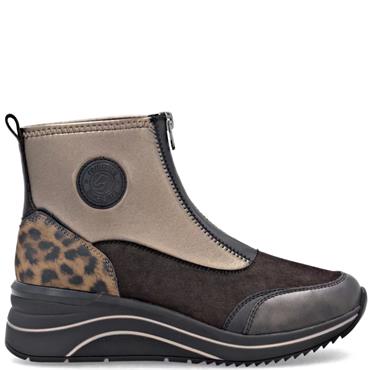 REMONTE WOMENS ZIP ANKLE BOOT - BROWN METALLIC