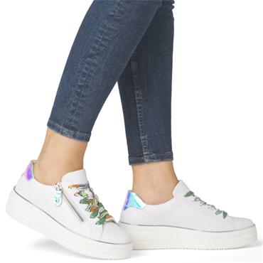 REMONTE WOMENS WEDGE LACE TRAINER - WHITE