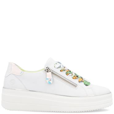 REMONTE WOMENS WEDGE LACE TRAINER - WHITE