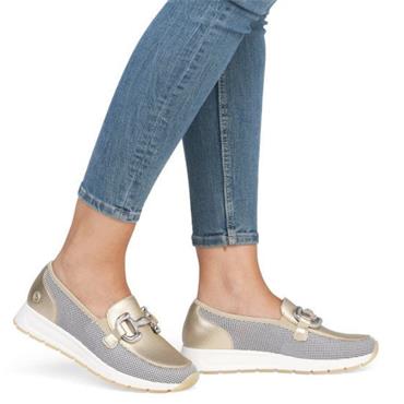 REMONTE WOMENS CHAIN LOAFER - WHITE GOLD