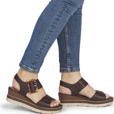 REMONTE WOMENS WEDGE SANDAL - BROWN