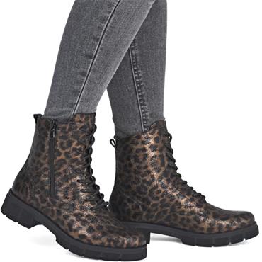 REMONTE WOMENS ZIP LACE ANKLE BOOT - METALLIC