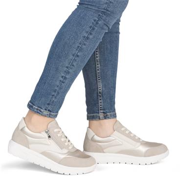 REMONTE WOMENS WEDGE TRAINER - BEIGE MULTI