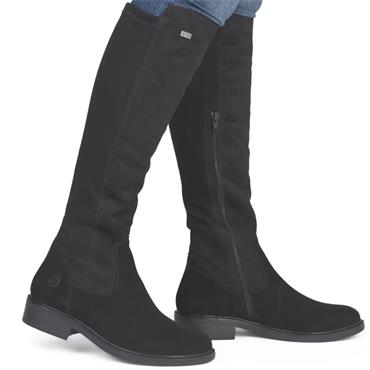 REMONTE WOMENS ZIP HIGH LEG BOOT - BLACK SUEDE