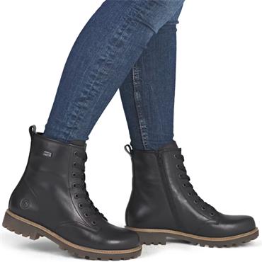 REMONTE WOMENS ZIP LACE ANKLE BOOT - BLACK