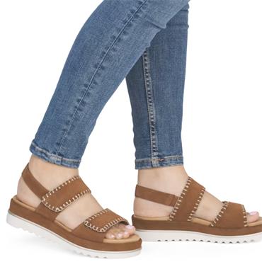 REMONTE WOMENS FLAT SANDAL - BROWN