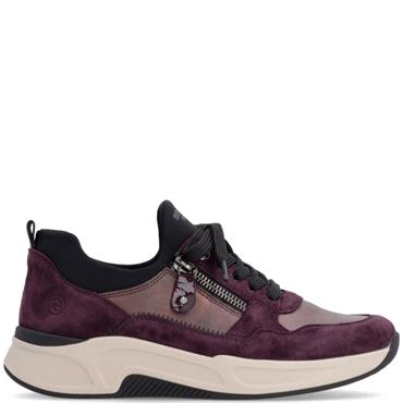 REMONTE WOMENS LACE ZIP TRAINER - RED MULTI