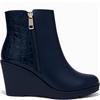 REDZ WOMENS WEDGE ZIP ANKLE BOOT - NAVY