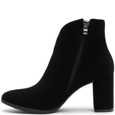 REDZ WOMENS ZIP ANKLE BOOT - BLACK SUEDE
