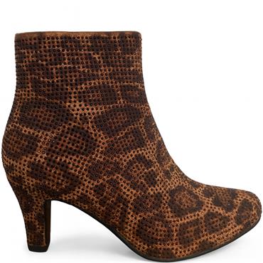 REDZ WOMENS ZIP ANKLE BOOT - LEOPARD ANIMAL PRINT