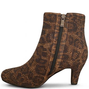REDZ WOMENS ZIP ANKLE BOOT - LEOPARD ANIMAL PRINT