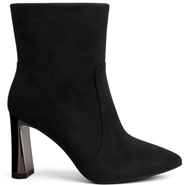 REDZ WOMENS POINTED TOE ZIP ANKLE BOOT - BLACK SUEDE