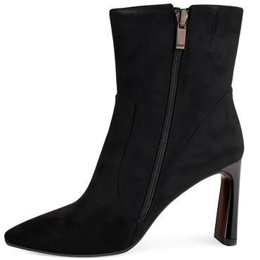 REDZ WOMENS POINTED TOE ZIP ANKLE BOOT - BLACK SUEDE