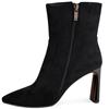 REDZ WOMENS POINTED TOE ZIP ANKLE BOOT - BLACK SUEDE