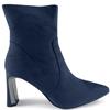 REDZ WOMENS POINTED TOE ZIP ANKLE BOOT - NAVY SUEDE
