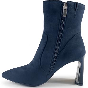 REDZ WOMENS POINTED TOE ZIP ANKLE BOOT - NAVY SUEDE