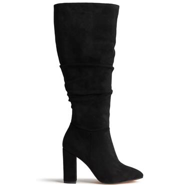 REDZ WOMENS ZIP HIGH LEG BOOT - BLACK SUEDE