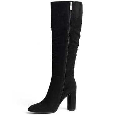 REDZ WOMENS ZIP HIGH LEG BOOT - BLACK SUEDE
