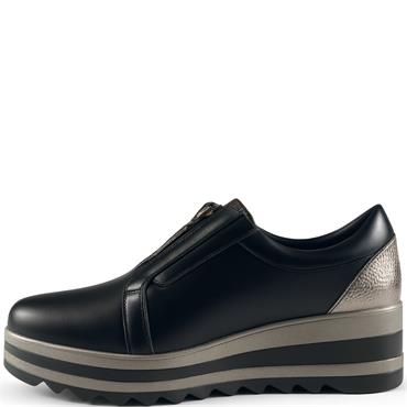 REDZ WOMENS WEDGE ZIP SHOE - BLACK