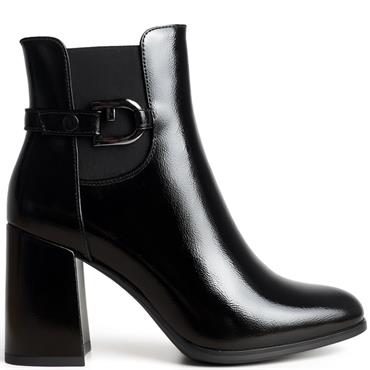REDZ WOMENS ZIP ANKLE BOOT - BLACK PATENT