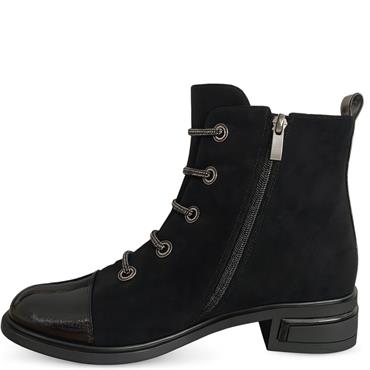 REDZ WOMENS ZIP ANKLE BOOT - BLACK SUEDE
