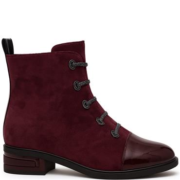 REDZ WOMENS ZIP ANKLE BOOT - WINE SUEDE