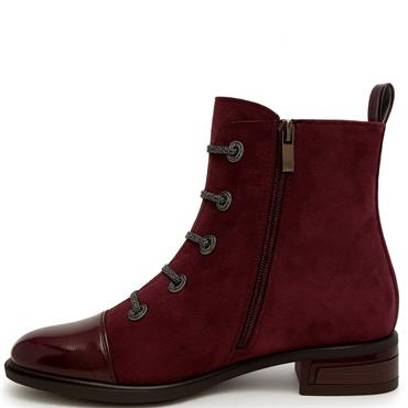 REDZ WOMENS ZIP ANKLE BOOT - WINE SUEDE