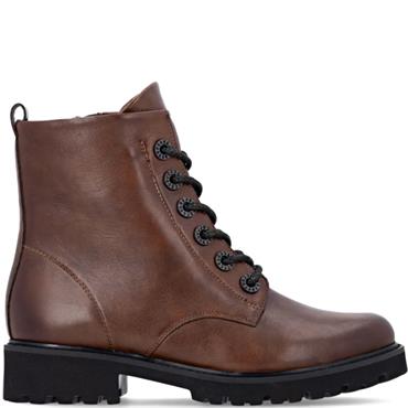 REMONTE WOMENS ZIP LACE ANKLE BOOT - BROWN
