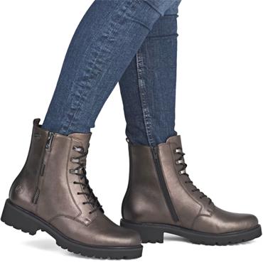 REMONTE WOMENS ZIP LACE ANKLE BOOT - METALLIC