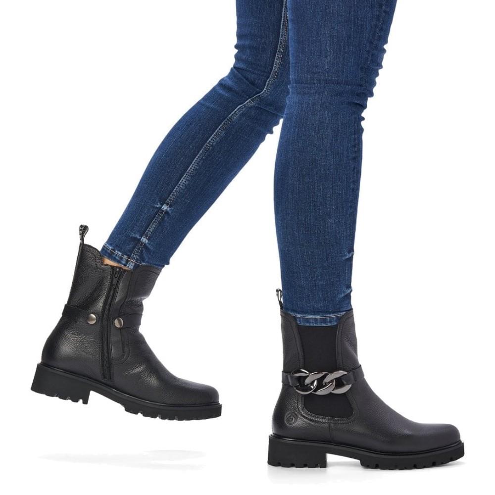 REMONTE WOMENS ZIP CHELSEA BOOT - BLACK | Paul Byron Shoes | Ireland