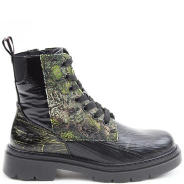 HEAVENLY FEET WOMENS ZIP LACE ANKLE BOOT - BLACK FOREST