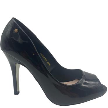 KATE APPLEBY WOMENS HI HEEL P/TOE COURT - BLACK PATENT