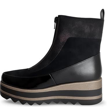 REDZ WOMENS WEDGE ZIP ANKLE BOOT - BLACK