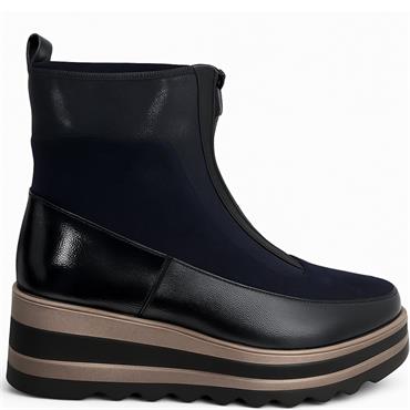 REDZ WOMENS WEDGE ZIP ANKLE BOOT - NAVY