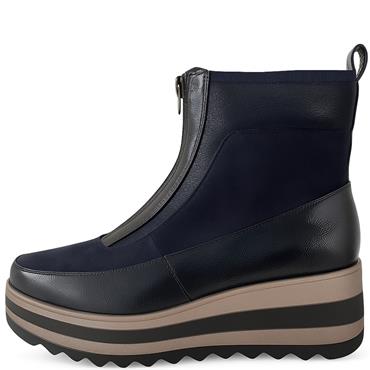 REDZ WOMENS WEDGE ZIP ANKLE BOOT - NAVY