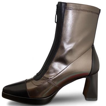 REDZ WOMENS POINT TOE ZIP ANKLE BOOT - BLACK PEWTER